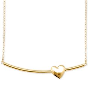 Heart Bar Pendant Necklace In 10k Gold
