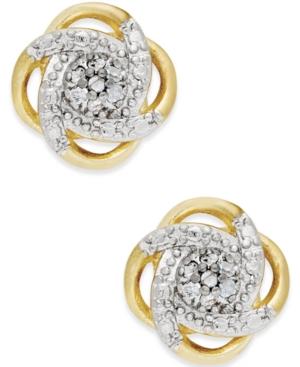 Diamond Love Knot Stud Earrings In Sterling Silver Or 18k Gold-plated Sterling Silver (1/10 Ct. T.w.)