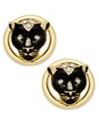 Thalia Sodi Gold-tone Jet Black Panther Pave Stud Earrings, Only At Macy's