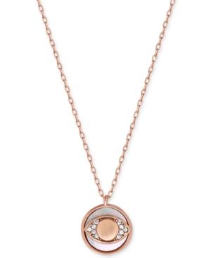 Lucky Brand Rose Gold-plated Crystal Evil-eye Pendant Necklace