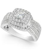 Diamond Princess Halo Cluster Ring (1 Ct. T.w.) In 14k White Gold