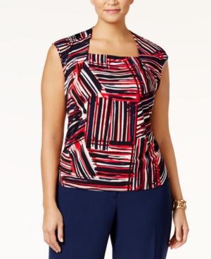 Kasper Plus Size Square-neck Shell