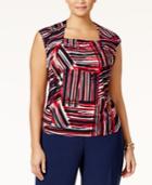 Kasper Plus Size Square-neck Shell