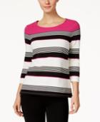Charter Club Petite Striped Colorblocked Top, Only At Macy's