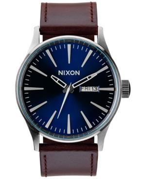 Nixon Men's Sentry Brown Leather Strap Watch 42mm A105-1524-00