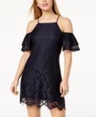 Speechless Juniors' Cold-shoulder Lace Ruffle Dress