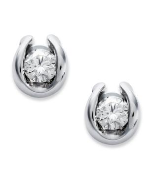 Sirena Bezel-set Diamond Stud Earrings In 14k White Gold (1/7 Ct. T.w.)