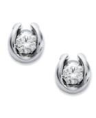 Sirena Bezel-set Diamond Stud Earrings In 14k White Gold (1/7 Ct. T.w.)