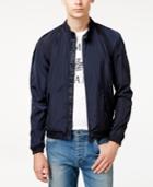 Armani Exchange Men's Lightweight Blue Logo Bomber Jacket With Black Accents
