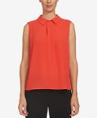 Cece Pleated Collared Top