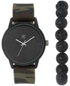 I.n.c. International Concepts Men's Camouflage Silicone Strap Watch 45mm Gift Set, Created For Macy's