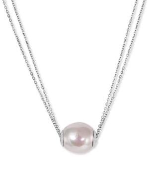 Majorica Sterling Silver Organic Man-made White Pearl Pendant Necklace (14mm)