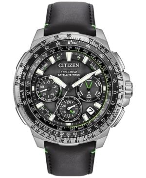 Citizen Men's Chronograph Eco-drive Black Leather Strap Watch 47mm Cc9030-00e