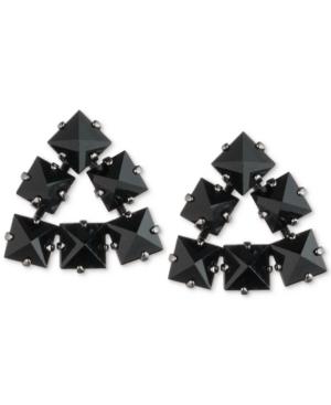 Abs By Allen Schwartz Hematite-tone Jet Stone Triangle Stud Earrings