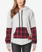 Buffalo David Bitton Plaid-trim Embroidered Pullover Hoodie