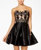 Blondie Nites Juniors' Strapless Lace Fit & Flare Dress