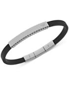 Emporio Armani Men's Stainless Steel And Black Rubber Bracelet Egs2076