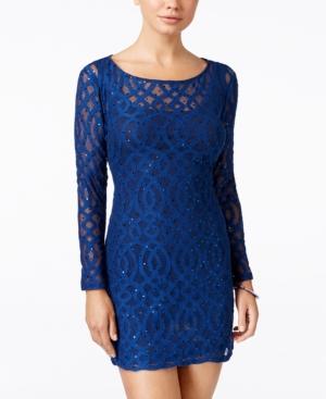 Jump Juniors' Sequined Lace Illusion Sheath Dress