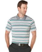 Pga Tour Frost Heather Striped Golf Performance Polo