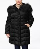 T Tahari Plus Size Faux-fur-trimmed Puffer Coat