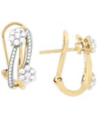 Diamond Cluster Hoop Earrings (3/4 Ct. T.w.) In 14k Gold