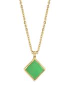 2028 14k Gold Dipped Diamond Shape Enamel Necklace 16