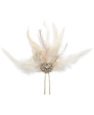 Jewel Badgley Mischka Gold-tone Crystal & Feather Hair Comb