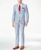 Ben Sherman Men's Slim-fit Light Blue Shadow Plaid Suit