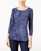Jm Collection Tie-dyed Embellished Jacquard Top, Created For Macy's