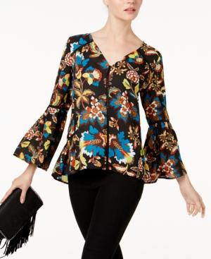 Anna Sui Loves Inc International Concepts Floral-print Peasant Top, Created For Macy's