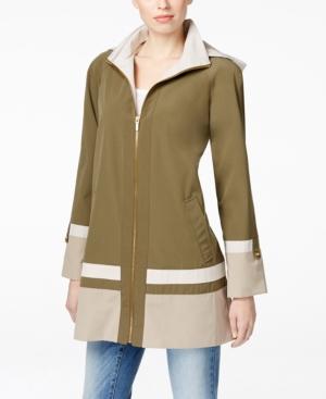Jones New York Hooded Water-resistant Colorblocked Coat