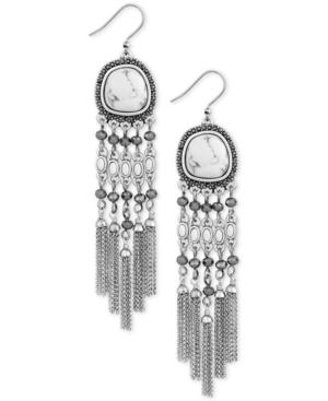 Lucky Brand Silver-tone Multi-stone Statement Earrings