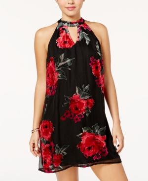 As U Wish Juniors' Cutout Flocked Shift Dress