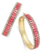 Thalia Sodi Gold-tone Pink Bead And Pave Mesh Hoop Earrings, Only At Macy's