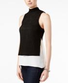 Bar Iii Layered-look Mock-neck Top, Only At Macy's