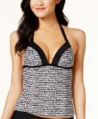 Hula Honey Bump In The Road Printed Push-up Halter Tankini Top Women's Swimsuit