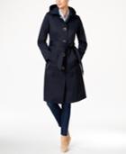 Anne Klein Hooded Water-resistant Trench Coat