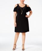 Msk Plus Size Cold-shoulder Necklace Dress