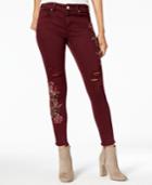American Rag Juniors' Floral-embroidered Skinny Jeans, Created For Macy's