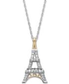 Diamond Necklace, 14k Gold And Sterling Silver Diamond Eiffel Tower Pendant (1/10 Ct. T.w.)