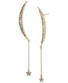 Rachel Rachel Roy Gold-tone Pave Crescent & Star Linear Drop Earrings