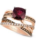 Le Vian Raspberry Rhodolite Garnet (2-3/4 Ct. T.w.) And Chocolate And White Diamond (3/4 Ct. T.w.) Ring In 14k Rose Gold, Only At Macy's