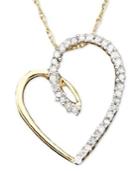 Diamond Heart Pendant Necklace In 14k Gold (1/10 Ct. T.w.)