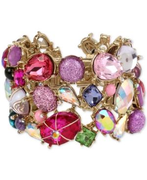 Betsey Johnson Gold-tone Multi-stone Statement Bangle Bracelet
