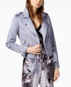 Bar Iii Faux Suede Belted Moto Jacket, Created For Macy's