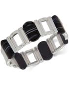 Nine West Silver-tone Black Stone Stretch Bracelet
