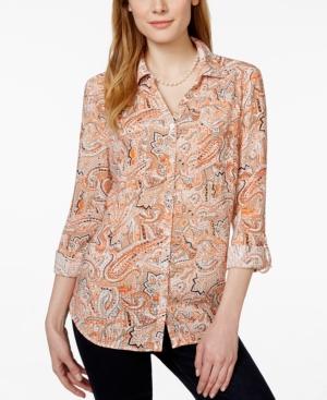Ny Collection Paisley Button-down Shirt