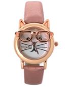 Geeky Cat Leather Strap Watch
