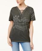 Guess Los Angeles Graphic Lace-up Top