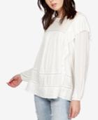 Lucky Brand Embroidered Ruffled Top
